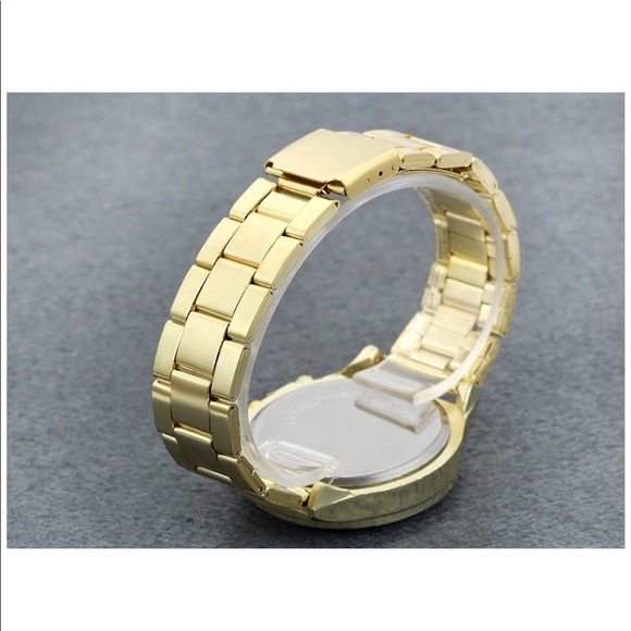 Double Daul Rhinestone Bezel Gold Tone Watch - Picture 3 of 4